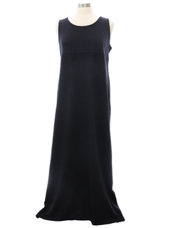 1990's Womens Black NYL Cotton A-Line Maxi Dress
