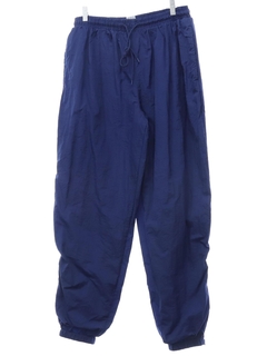 1990's Mens Dark Blue Baggy Crisp Nylon Track Pants