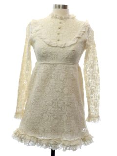 1960's Womens or Girls Edwardian Style Lace Dress