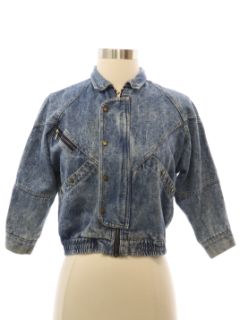1980's Womens or Girls Totally 80s Acid Washed Denim Jacket