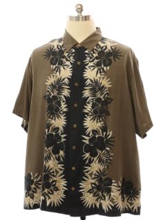 1990's Mens Silk Cotton Blend Border Print Hawaiian Shirt
