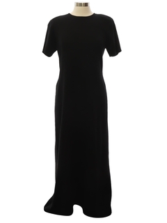 1990's Womens Black Wool Blend Knit Maxi Dress