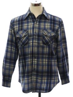 1980's Mens Flannel Western Style Wool Blend Shirt