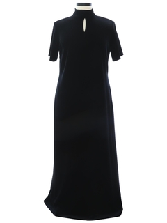 1990's Womens Black Velvet Prom Or Cocktail Maxi Dress