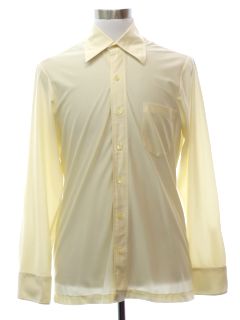 1970's Mens Shiny Nylon Solid Disco Shirt