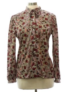 1970's Womens Paisley Print Secretary Style Shirt