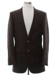 1970's Mens Dark Brown Wrangler Western Blazer Sport Coat Jacket
