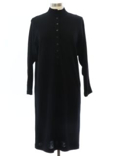1980's Womens Black Wool Dress