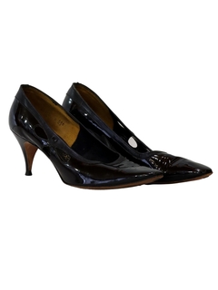 1970's Womens Accessories - Black Patent Leather Pump Shoes