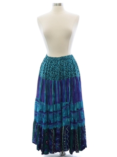 1990's Womens Rayon Broomstick Hippie Skirt