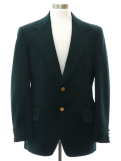 1970's Mens Dark Green Disco Blazer Style Sport Coat Jacket