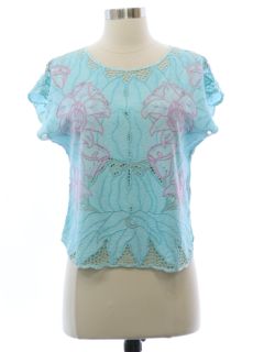 1980's Womens Embroidred Lace Effect Shirt