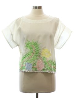 1980's Womens Sheer Embroidered Shirt
