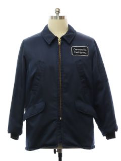 1980's Mens Mod Rayon Nylon Blend Shimmery Gas Station Style Work Jacket
