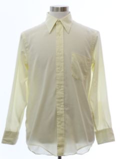 1970's Mens Cotton Blend Solid Disco Style Shirt