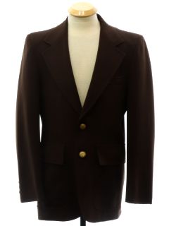 1970's Mens Dark Brown Disco Blazer Sport Coat Jacket