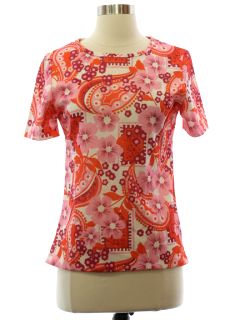 1960's Womens Mod Op-Art Hippie Style Knit Shirt