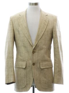 1980's Mens Totally 80s Linen Blend Blazer Style Sport Coat Jacket