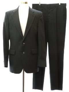 1980's Mens Palm Beach Charcoal Pinstriped Suit