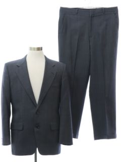 1980's Mens Hickey Freeman Charcoal Grey Suit