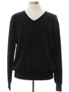1990's Mens Charcoal Black V-Neck Sweater