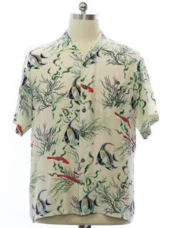 1990's Mens Hawaiian Style Silk Shirt
