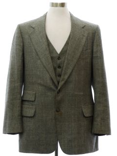 1970's Mens 2 Piece Blazer Style Sport Coat Jacket & Vest