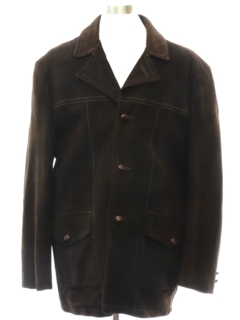 1980's Mens Suede Leather Car Coat Jacket