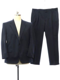1990's Mens Dark Blue Pinstriped Suit