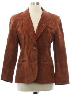 1970's Womens Leather Suede Blazer Jacket