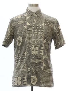 1980's Mens Pomare Reverse Print Cotton Hawaiian Shirt