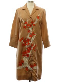 1960's Womens Alfred Shaheen Silk Designer Hawaiian Dress