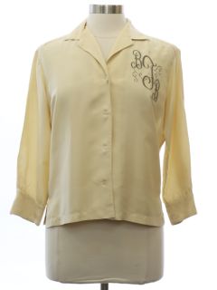 1950's Womens Silk BFB Monogrammed Shirt