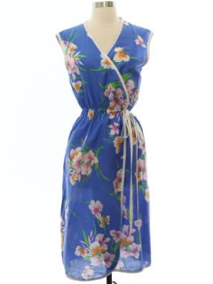 1980's Womens Hawaiian Wrap Dress